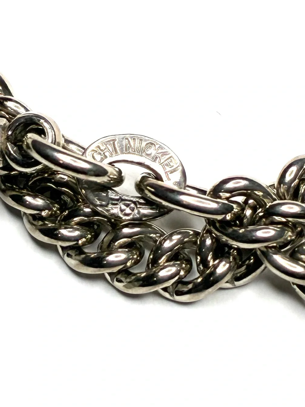 Antique Erhard & Söhne German Pocket Watch Chain Curb Link Echt Nickel Art Deco